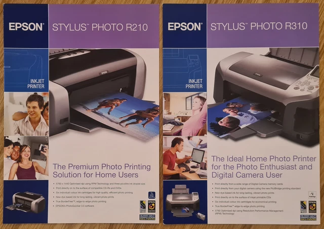 EPSON - Stylus Photo R210 & R310 - A4 Foldout Advertising Brochures (x2)