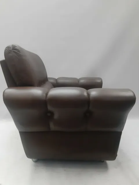 Vintage retro Danish design mid century 60s brown leather armchair lounge chair