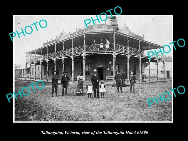 OLD LARGE HISTORIC PHOTO OF TALLANGATTA VICTORIA VIEW OF THE HOTEL c1890