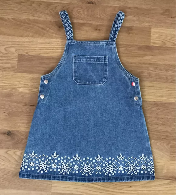 Gonna Matalan Dungarees Ragazze 3-4 Anni Denim Blu Fiori Tasche Anteriore Cotone