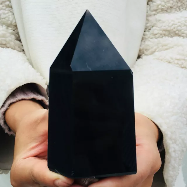 470G Natural Obsidian Obelisk Quartz Crystal  G254