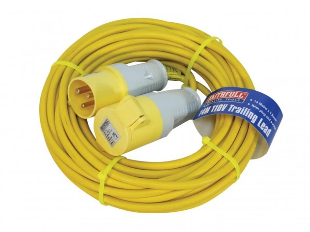 Faithfull Power Plus Trailing Lead 14 metre x 1.5mm² 110 Volt with Plug & Socket