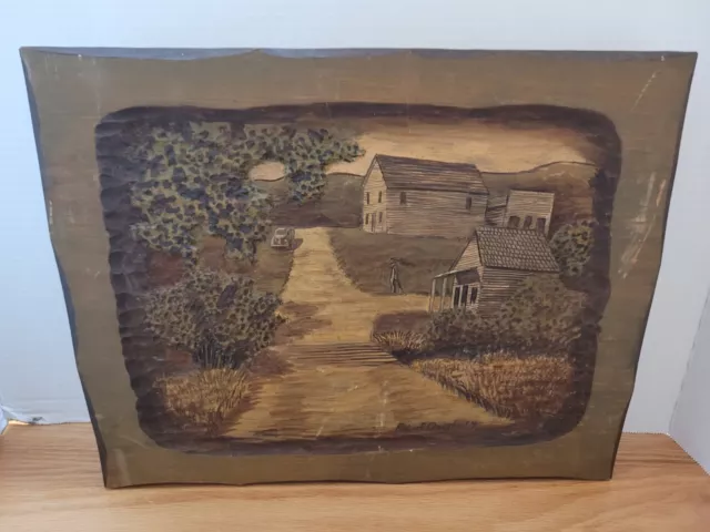 Ozark Folk Art Wood 3D Carving Artist Singed Robert Daugherty . Signed