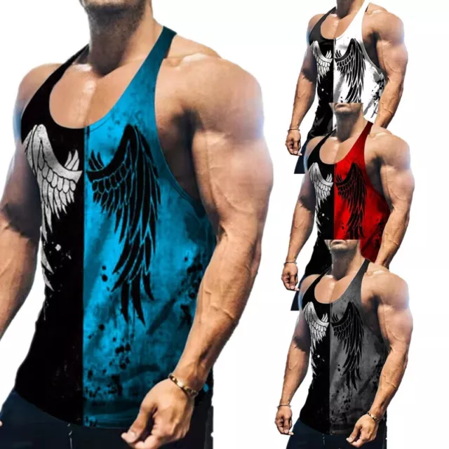 Men's Muscle Workout Tank Tops Athletic Training Vest Gym Bodybuilding shirt