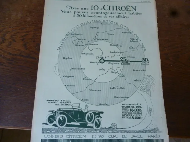CITROEN 10 HP torpédo 94  publicité papier l'ILLUSTRATION 1921