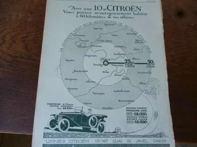 CITROEN 10 HP torpédo 94  publicité papier l'ILLUSTRATION 1921
