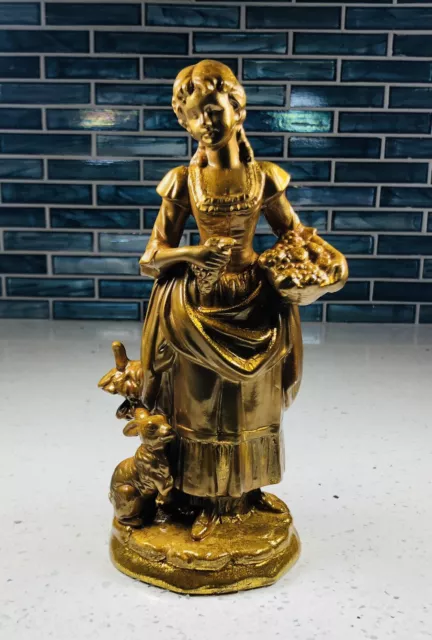 French Gilt Bronze Female Figurine Victorian Mid 19th/20th Century Porcelain
