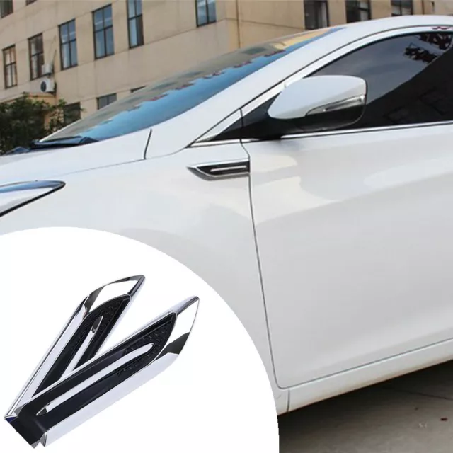 2x Chrome Car SUV Air Flow Fender Side Vent Decoration Sticker Car Accessories