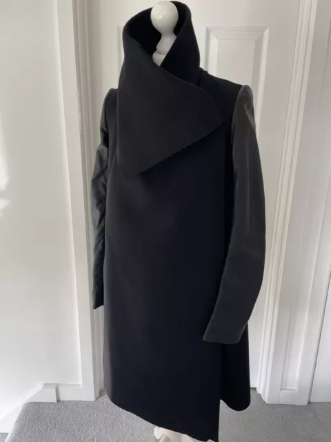 ALL SAINTS HYDE Monument Coat UK 6 Fit Uk 6 8 Iconic Wool Leather Sleeve Black 99.00 PicClick UK