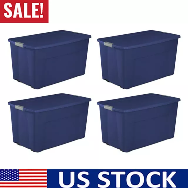 Transitional Design Online Auctions - HUSKY 45 Gallon Latch & Stack Storage  Bins with Wheels