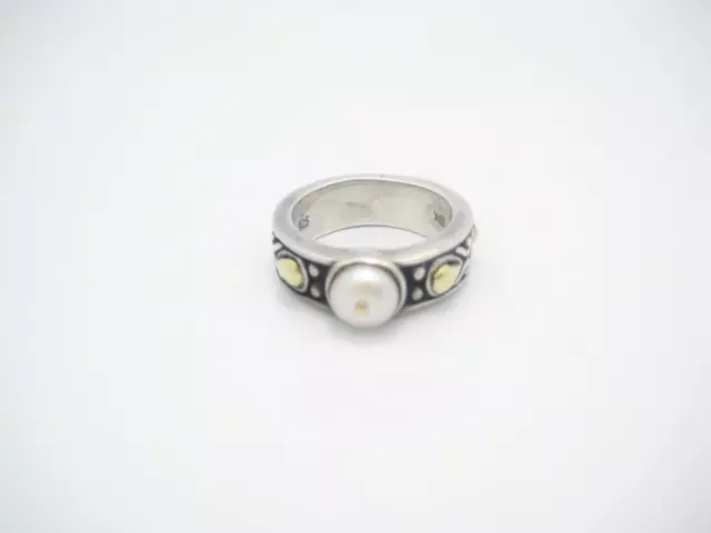 John Hardy Sterling Silver & 18k Yellow Gold Pearl Ring Size 7 - A