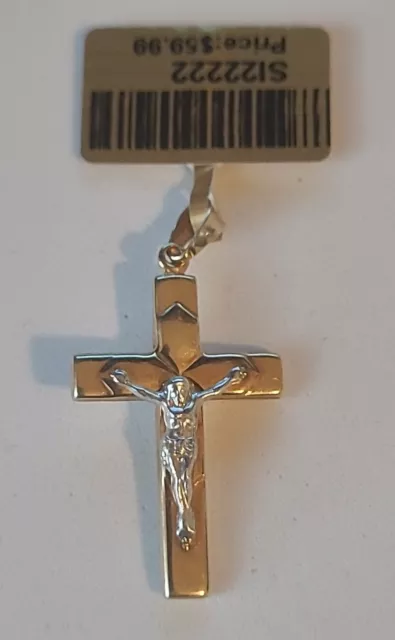 925 Sterling Silver Duo Tone Cross With Crucifix By Sara Weinstock Jewerly