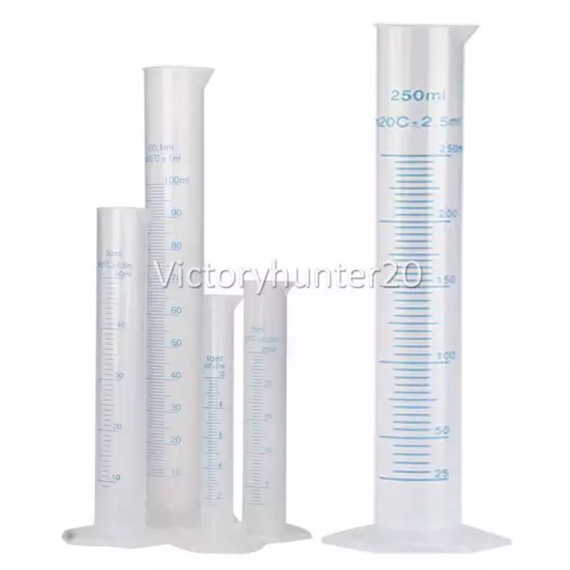 Plastic Measuring Cylinder Laboratory Test Graduated Tube AU 10+25+50+100+250ML 2