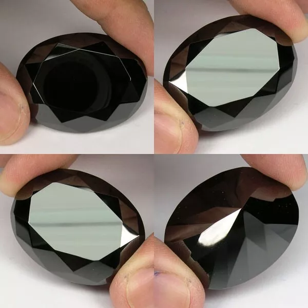 IF 90 cts Huge Oval (30x22 mm) CZ Black Sapphire Cubic Zirconia Gem AAA A45