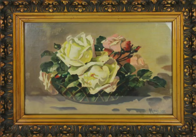 B3-072. Nature Morte Avec Des Fleurs. Huile Sur Toile. Xxe Siècle.