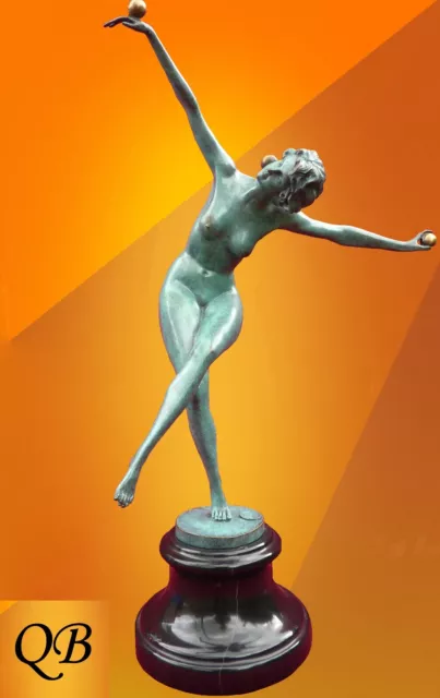 Bronze Figurine Art Deco Sculpture Statue Juggler Erotic Lady Hot Cast Figure