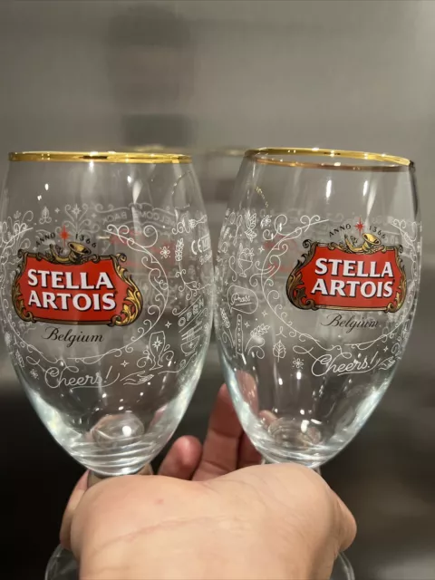 2 Stella Artois Belgium Stem Beer Glasses limited edition Welcome Back  40 cl