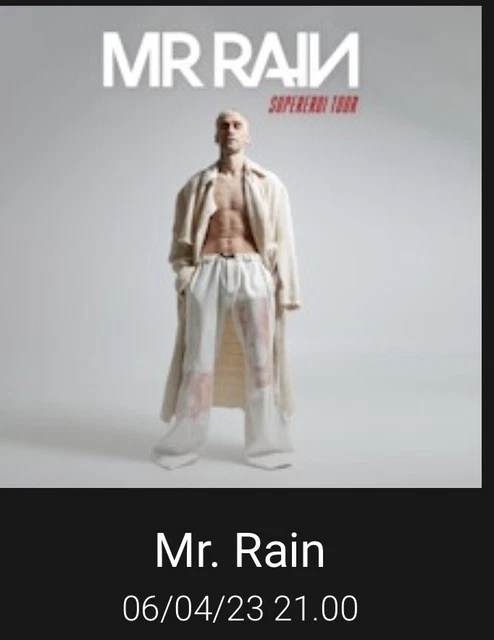 2 Biglietti Concerto Mr. Rain Firenze Vip Pack