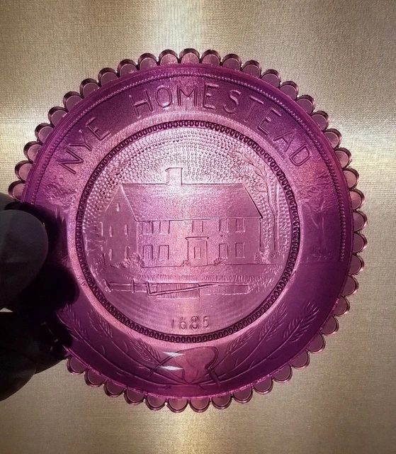 Benjamin Nye Homestead Pairpoint Glass Cup Plate E Sandwich Cape Cod- Amethyst