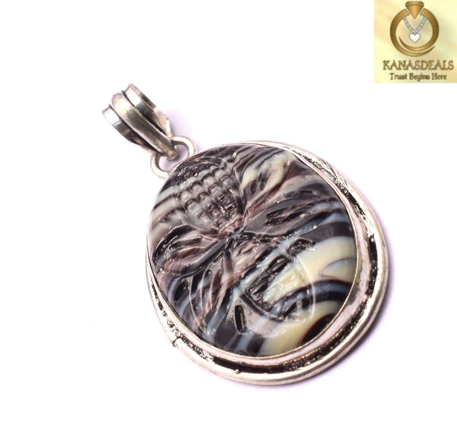 Black Carving Stone Plated Pendant Jewellery 13 GM Value-Priced @1.99-71453