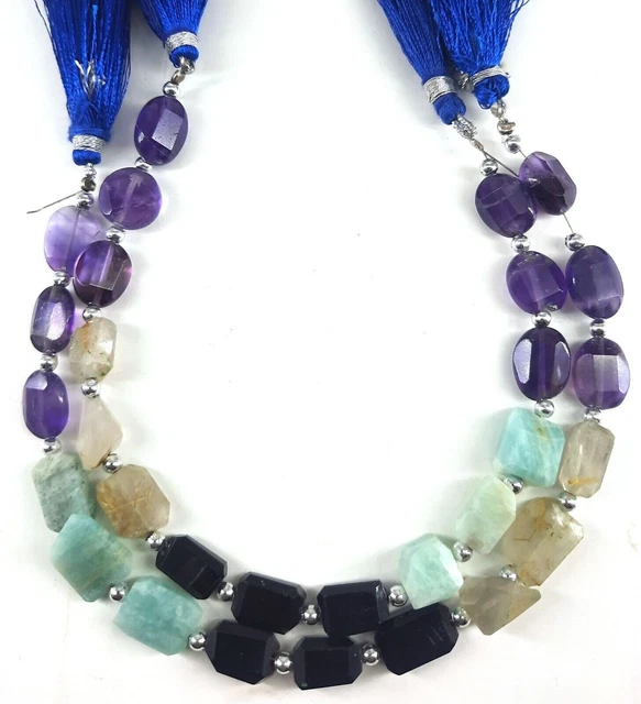 8" Strand Natural Multi Gemstone Smooth Nugget Shape Beads Jewelry Making Crafts 2