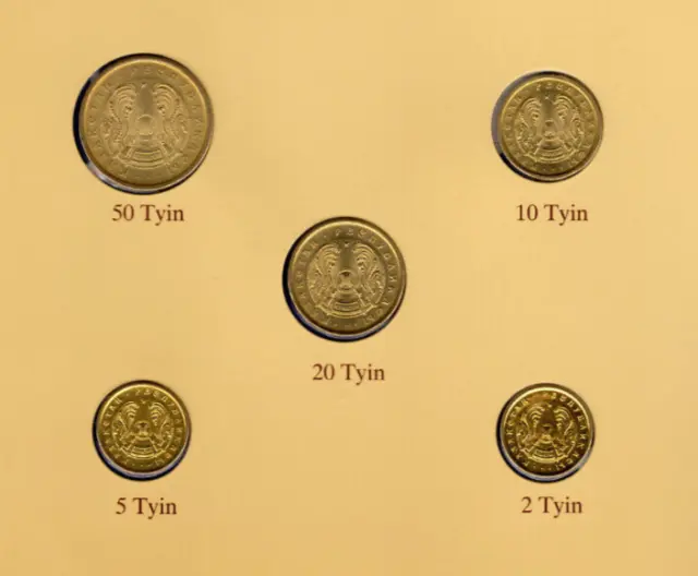 Coin Sets of All Nations Kazakhstan w/card 50, 20, 10, 5, 2 Tyin 1993 UNC 3