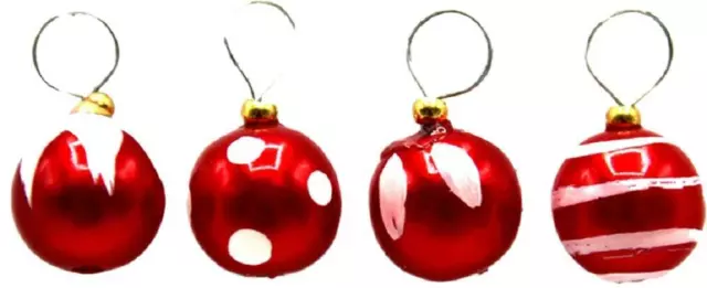 Dolls House Red & White Baubles Miniature Christmas Tree Ornaments Decorations