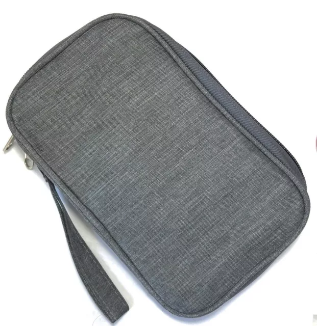 Double Sided Zipper Pouch For Cables, Chargers Cords, Plugs Organizer-Dark Gray