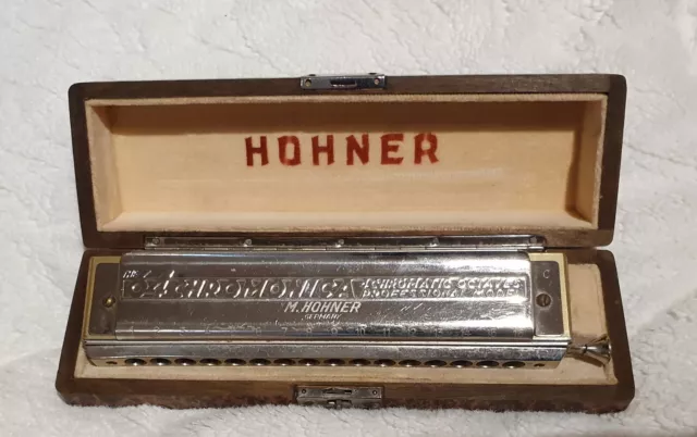 Vintage M.Hohner 64 Chromonica Mundharmonika 4 Chromatische Oktaven Pro Top!