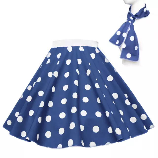 GIRLS Skirt Rock n Roll 1950s COSTUME Polka Dot FREE SCARF Childs Fancy Dress