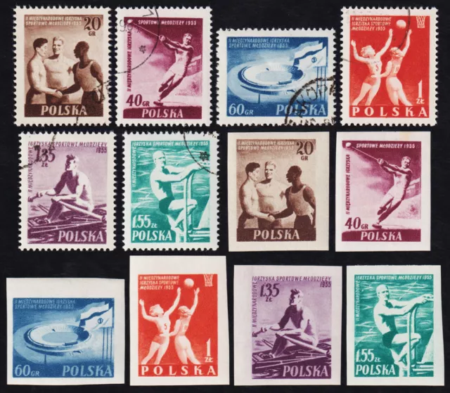 Poland Scott 699-704 Perf. & Imperf. (1955) CTO/Mint NH VF Complete Set C