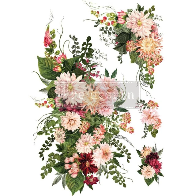 Prima Marketing Re-Design Dekor Transfers 24""x35""-Dahlie Forever RE665289