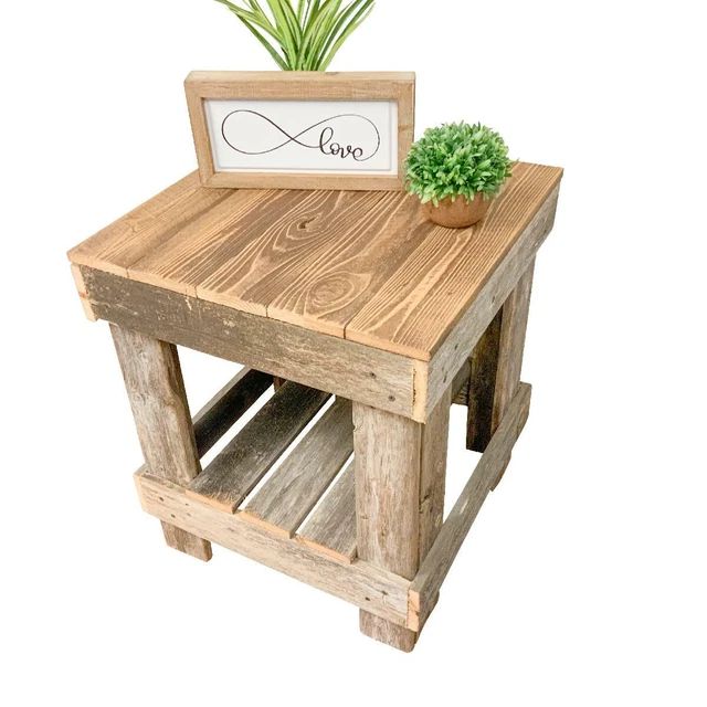 Farmhouse Reclaimed Wood Coffee Table Plank Open Shelf Storage Home Rustic Brown