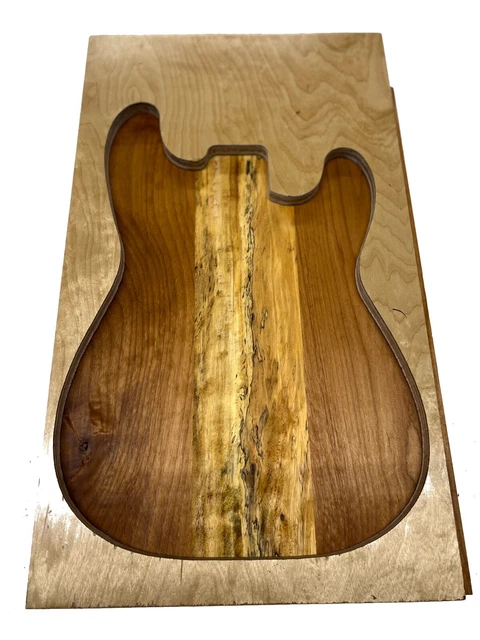 4 Pack, Red Alder + Spalted Tamarind Guitar Body Blank, 3 Piece Glued Solid Body