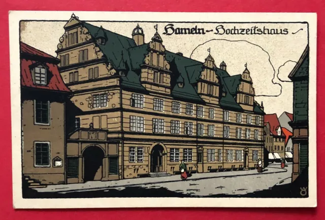 Künstler Steinzeichnung AK HAMELN um 1920 Hochzeitshaus ( 88358