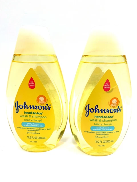 2 Bottles Johnson's Head To Toe Wash Shampoo Gently Cleanses No Tears 10oz