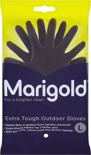 Marigold Extra Heavy Duty Gloves Black Latex Rubber Thick Household Large Gloves