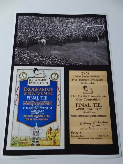 BOLTON WANDERERS FC v WEST HAM UNITED FC 1923 FA CUP FINAL WHITE HORSE A4 PRINT