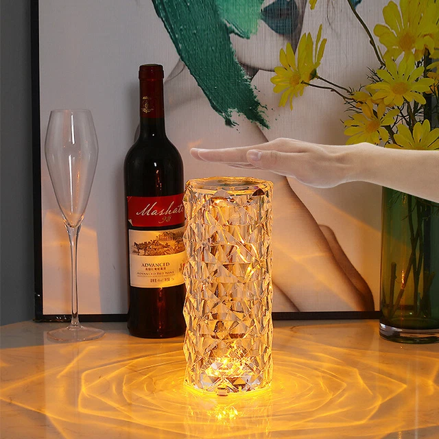 LED Crystal Table Lamp Diamond Rose Night Light Touch Atmosphere Bedside Bar NEW