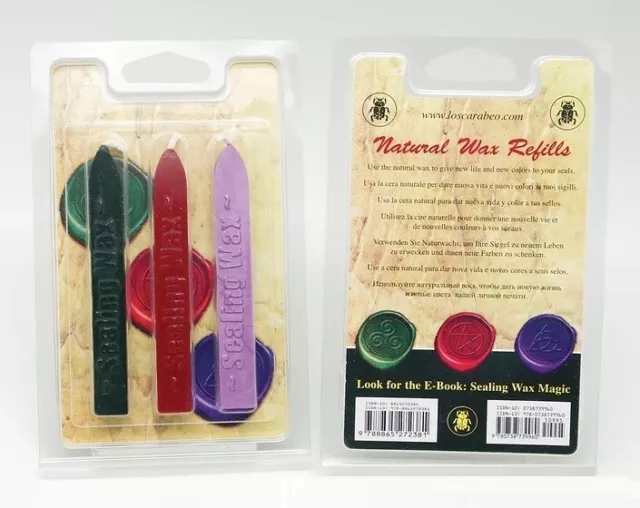 Sealing Wax Refill Kit Pack of 3 (Green Purple & Red) by Lo Scarabeo Stationery