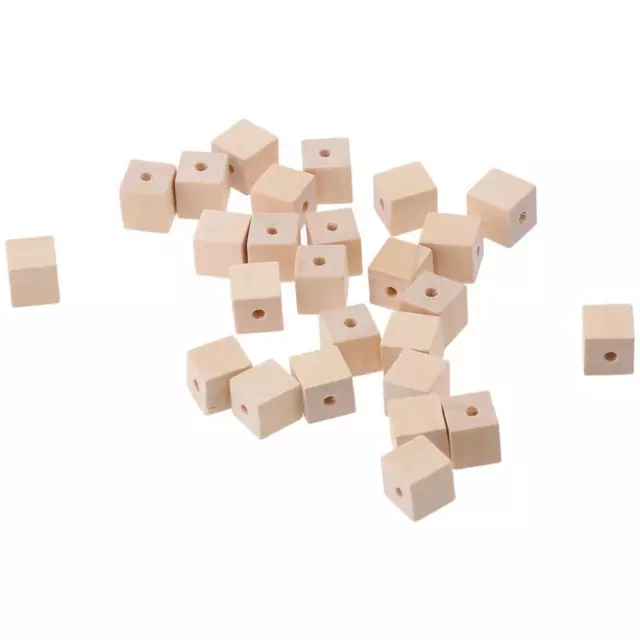 Bois Cubes en bois de 14mm Trous Blocs de perles  Bricolage Artisanat