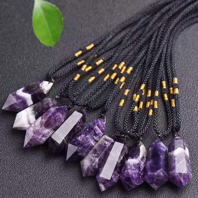 Natural Clear Rose Fluorute Quartz Crystal Pendant Chakra Healing Stone Necklace 2
