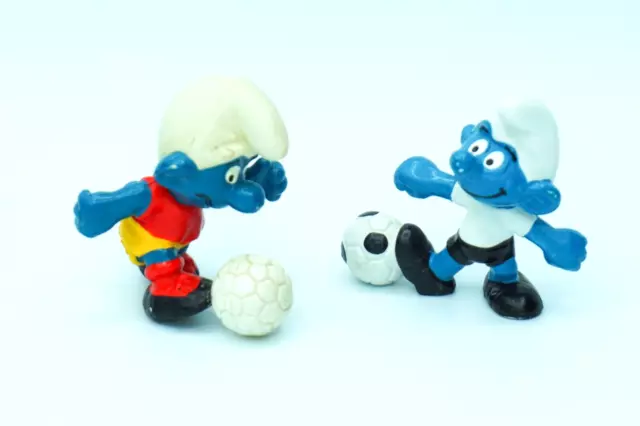 Peyo Bully Schleich Soccer Smurf power duo 2 vintage Toy PVC figures 20035 20068