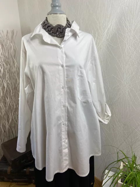 Chemisier blanc manches longues 100 % coton Made In Italy - 48