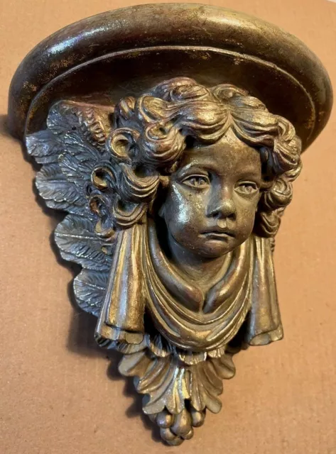 Cherub/Angel Wall Shelf Antique Gold Gilded Wall Decor