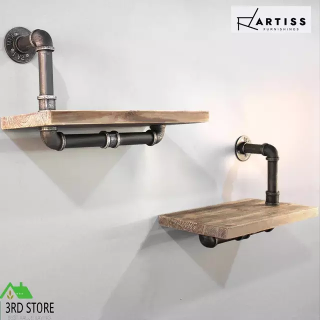 Artiss Rustic Industrial DIY Pipe Shelf Vintage Floating Shelves Wall Brackets