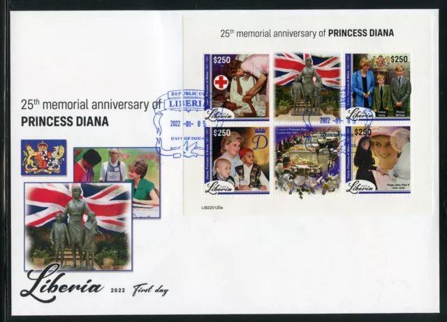 Liberia 2022 25th Gedenken Ann Von Prinzessin Diana Blatt FDC