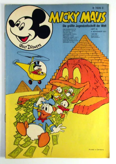 Micky Maus 1972 Heft 45 vom 4 November 1972 Walt Disney Zustand 1- ohne Beilage