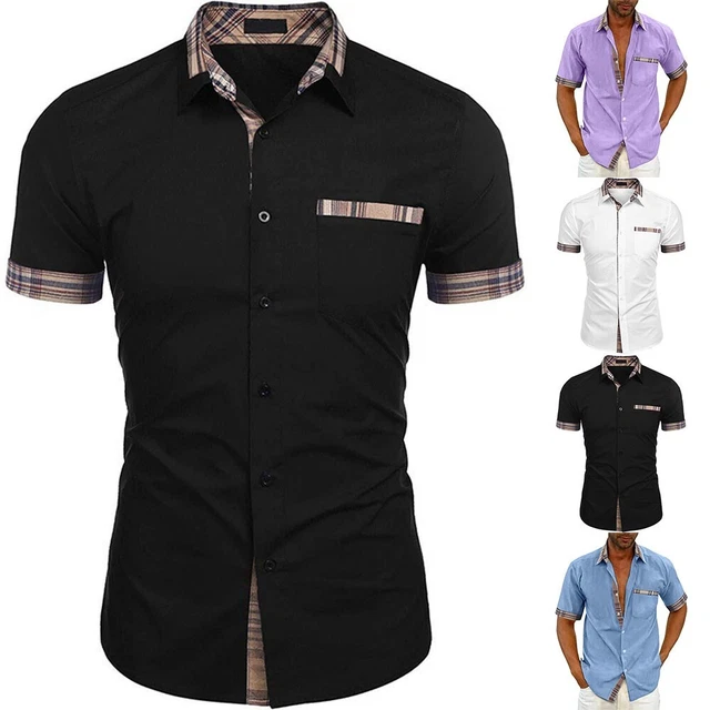 Camicie da uomo maniche corte vestibilità casual abito formale top per abbigliamento aziendale