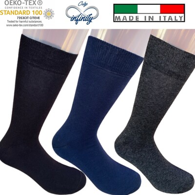 BLU 12 paia Calze Lunghe Uomo Cotone Caldo 100%Cotone Elasticizzato Soft Infinity® 